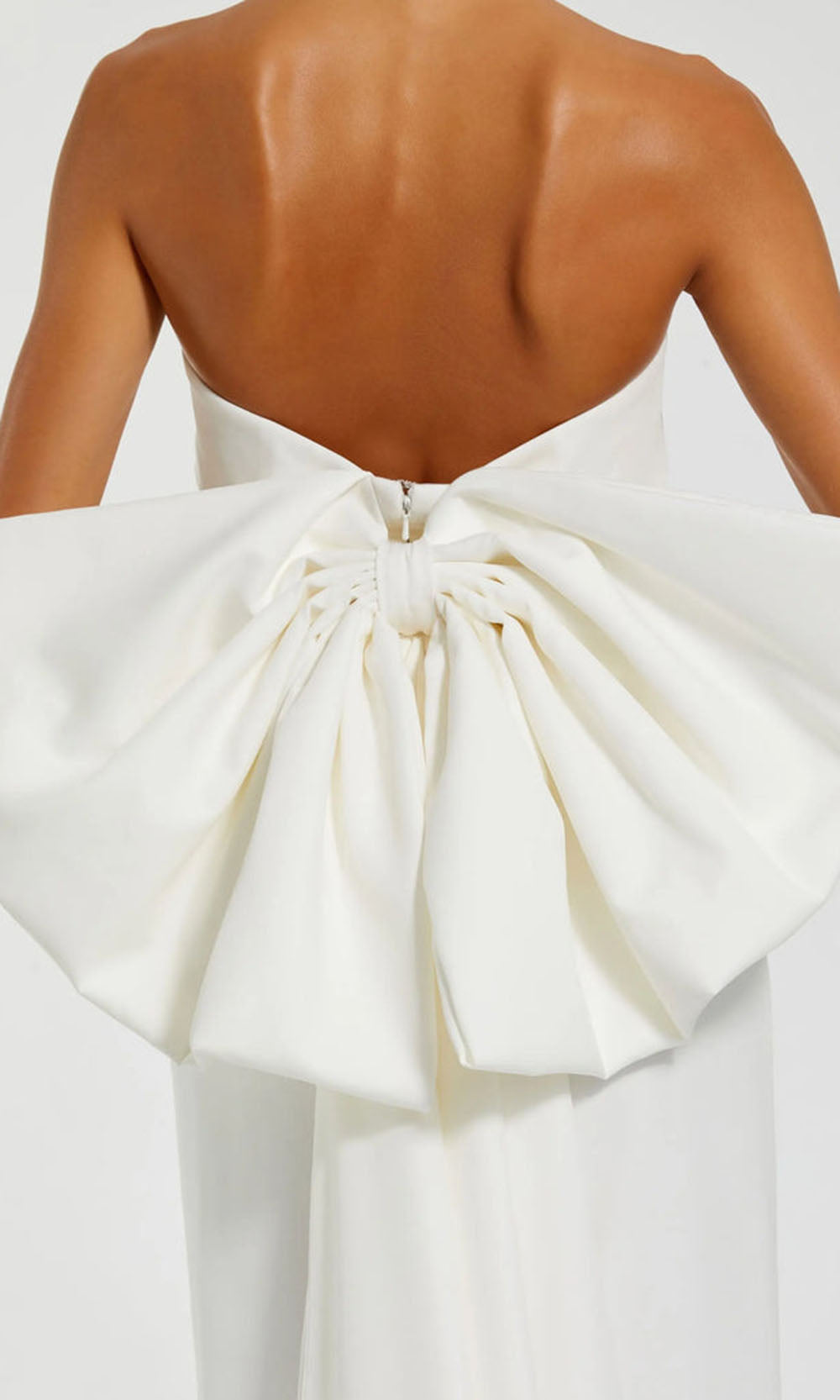 Ieena Duggal 21108 - Straight Neckline Fitted Dress with Bow Formal Gowns in White