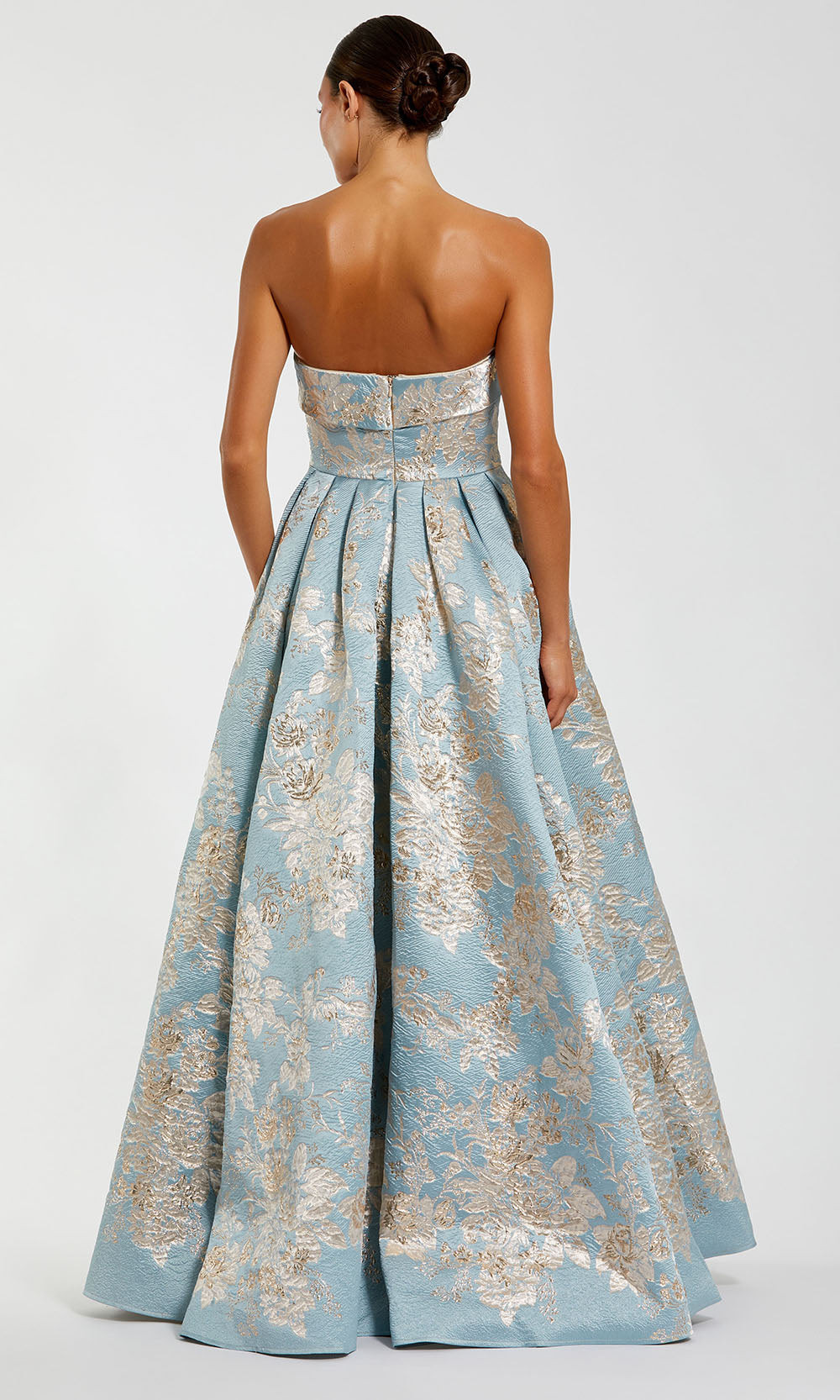Mac Duggal 21144 - Fold-Over Bodice Strapless Brocade Gown Prom Dresses in Blue and Multi