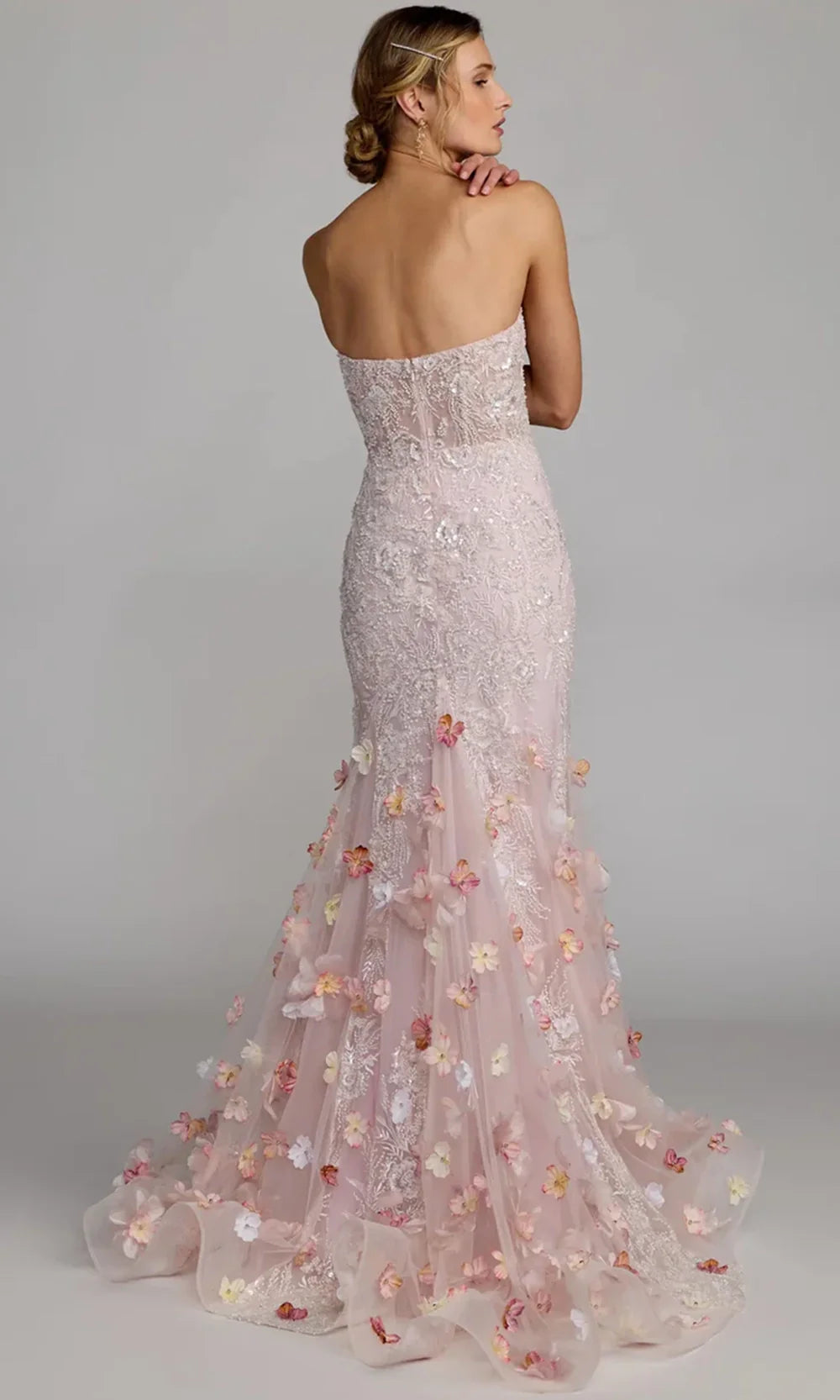 Mac Duggal 21147 - Beaded Embroidered Mermaid Gown with 3D Floral Accent Prom Dresses in Blush Multi 