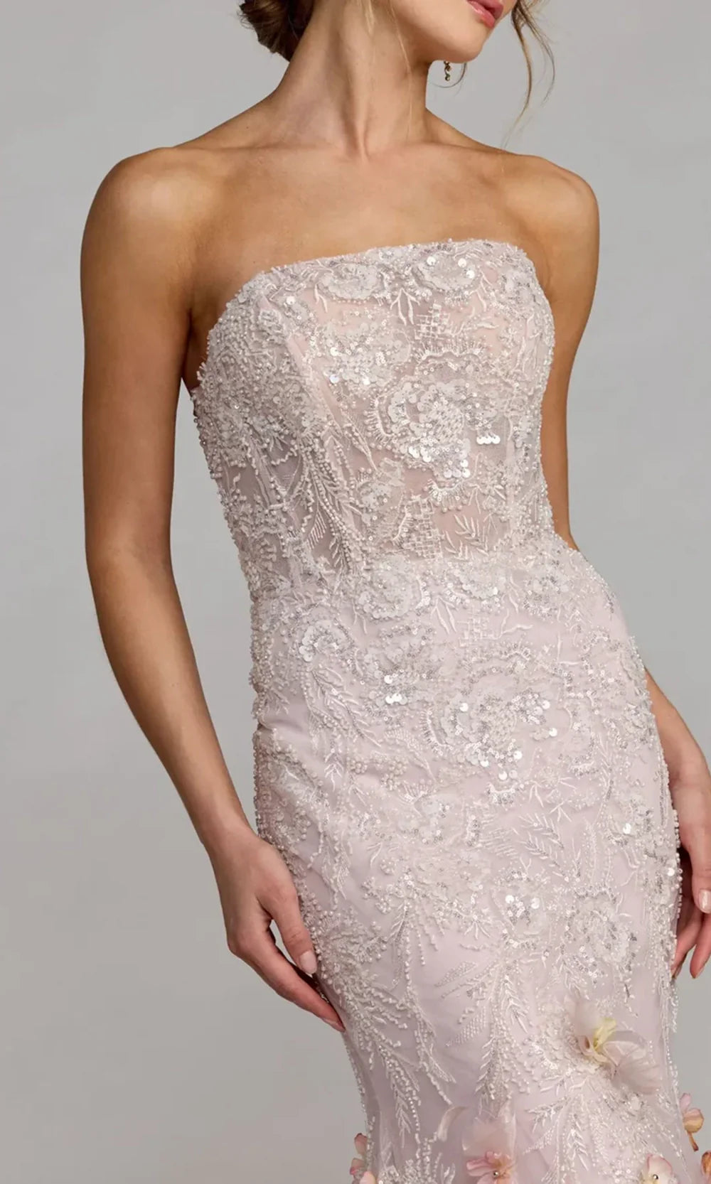 Mac Duggal 21147 - Beaded Embroidered Mermaid Gown with 3D Floral Accent Prom Dresses in Blush Multi 