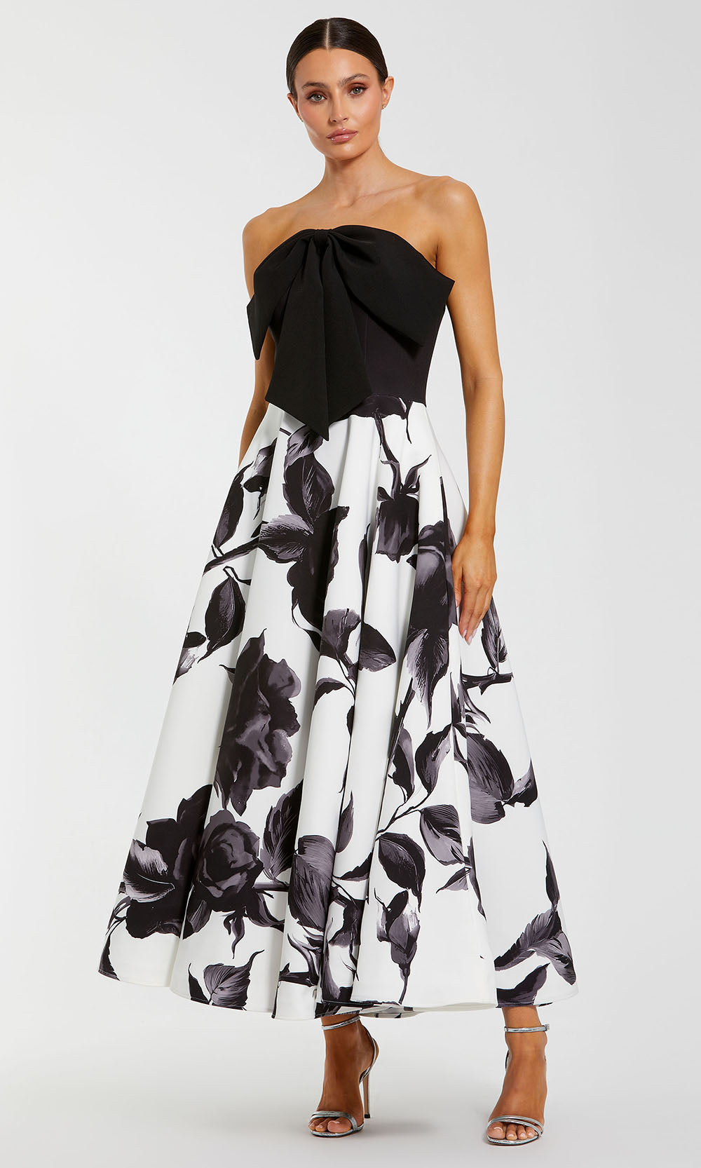 Ieena Duggal 21151 - Printed Skirt Straight Neckline Dress Formal Gowns