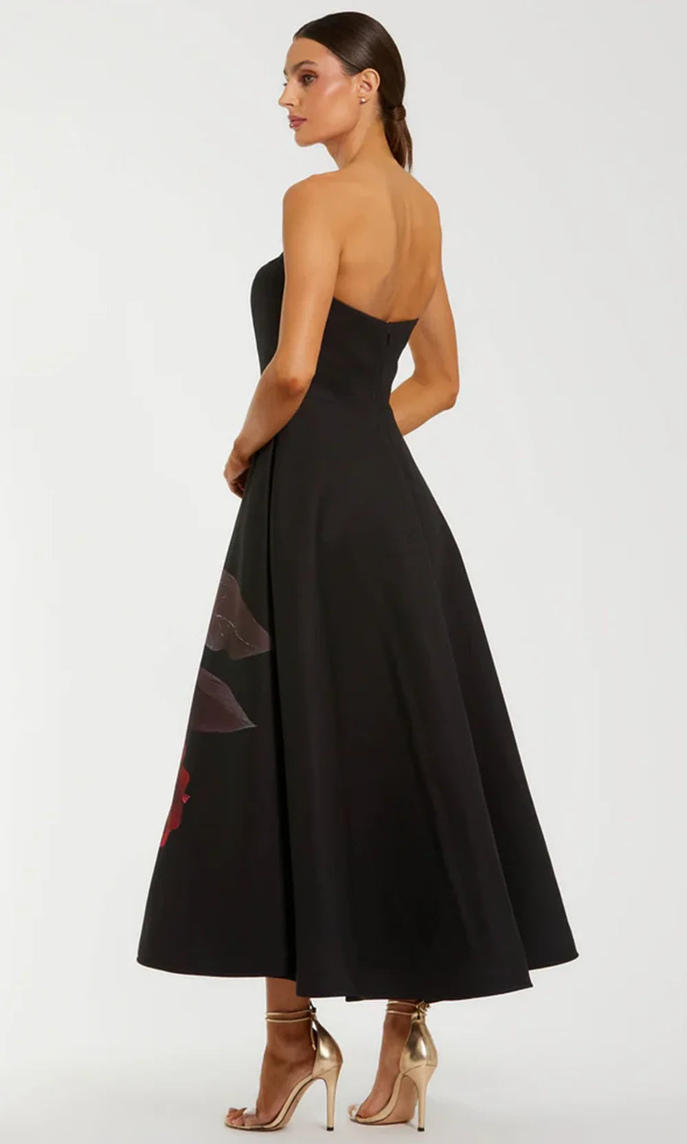 Mac Duggal 21152 - Printed Crepe Straight Neckline Midi Dress Holiday Dresses