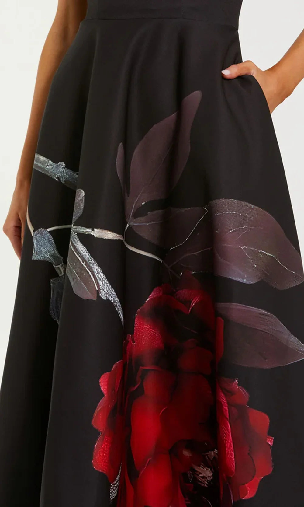 Mac Duggal 21152 - Printed Crepe Straight Neckline Midi Dress Holiday Dresses