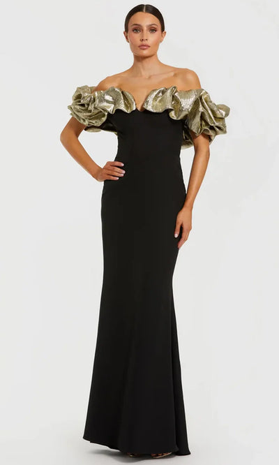 Ieena Duggal 21157 - Metallic Ruffle Long Sheath Gown Formal Gowns