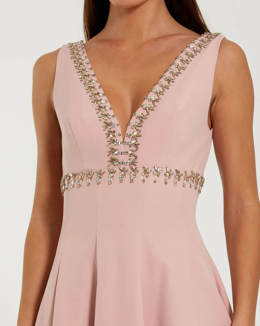 Mac Duggal 21159 - Sleeveless A-Line Dress with Rhinestone Trim