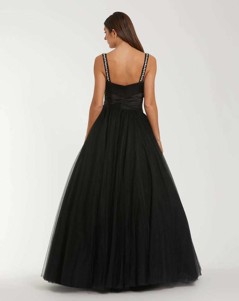 Ieena Duggal 21161 - Bow Waist Embellished Tulle Evening Gown Prom Dresses in Black