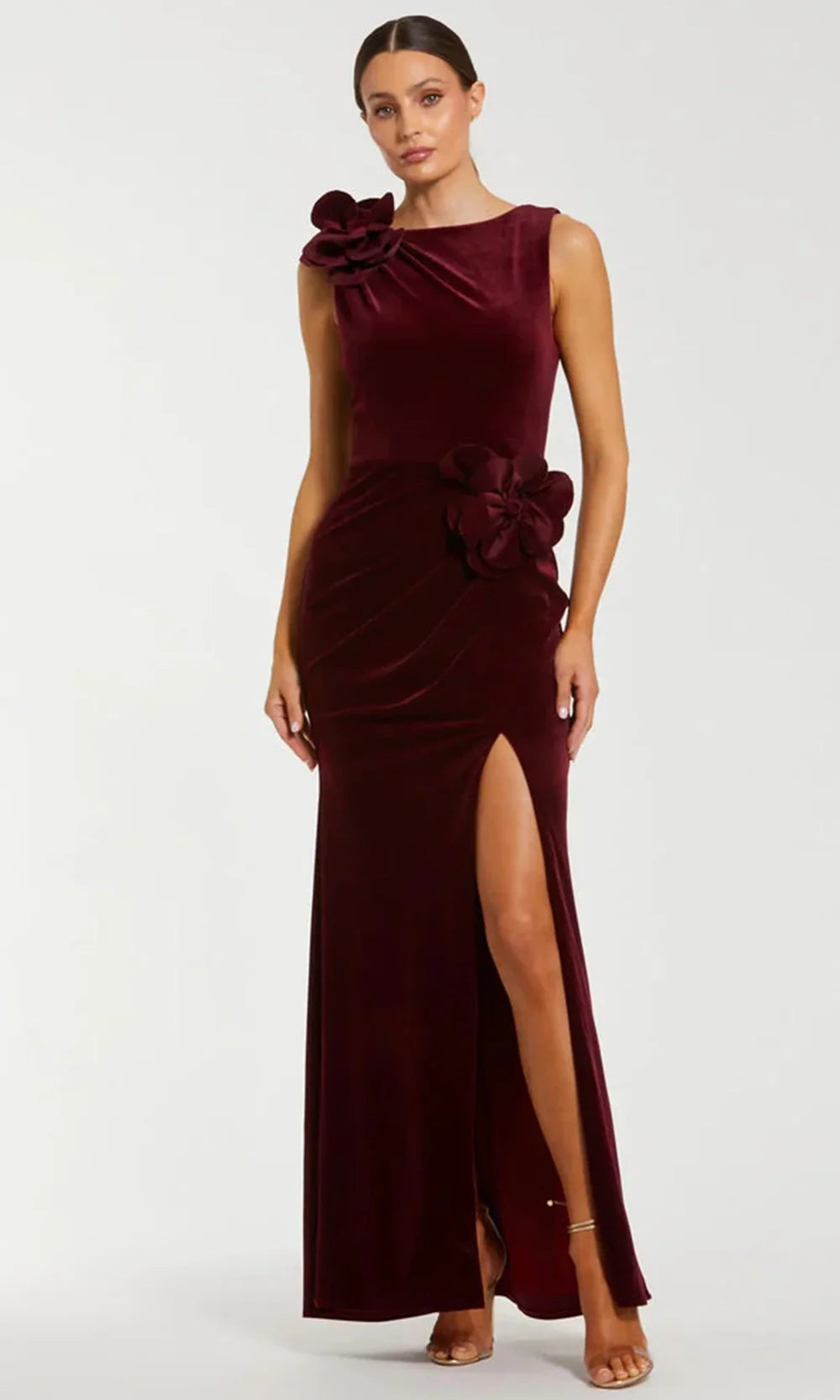 Ieena Duggal 21163 - Sleeveless Velvet Gown with Slit Prom Dresses