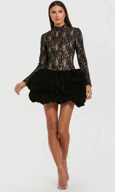 Mac Duggal 21175 - Sequin Lace High Neck Mini Dress Cocktail Dresses