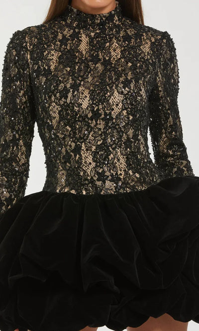 Mac Duggal 21175 - Sequin Lace High Neck Mini Dress Cocktail Dresses