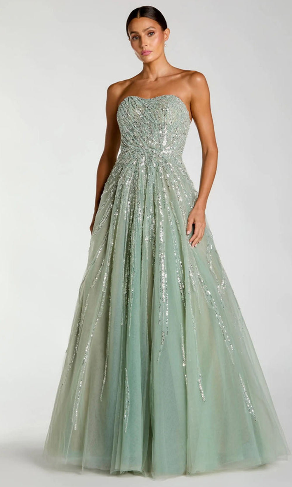 Mac Duggal 21179 - Layered Skirt Sweetheart Embellished Gown Prom Dresses in Green