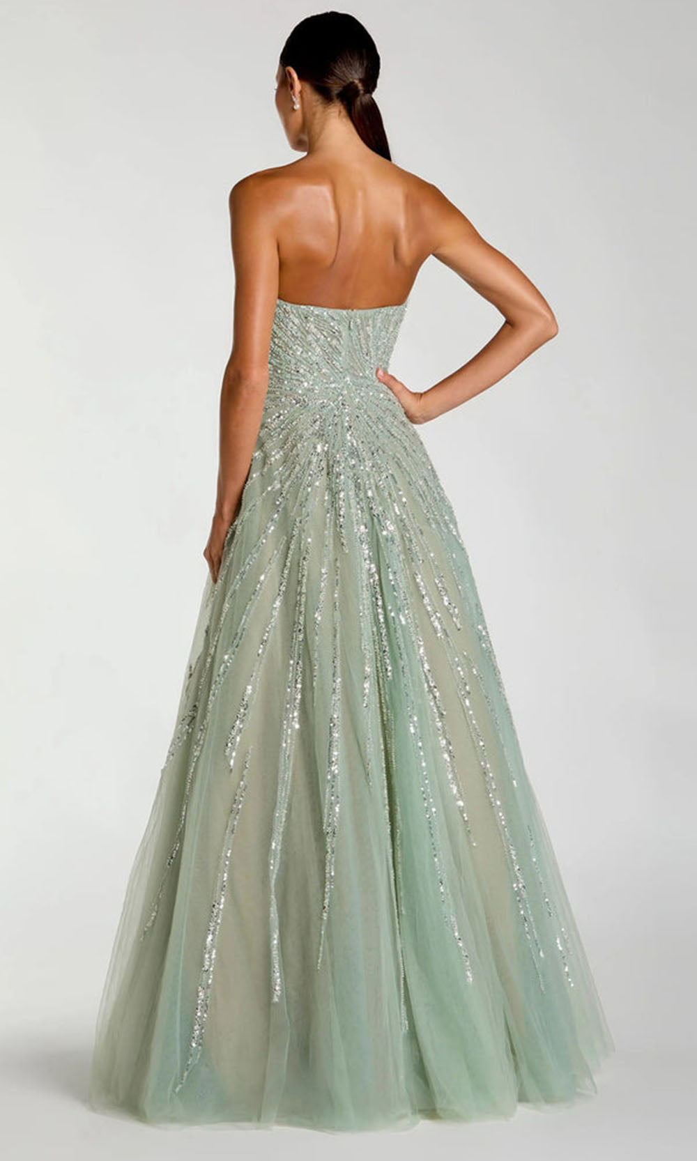 Mac Duggal 21179 - Layered Skirt Sweetheart Embellished Gown Prom Dresses in Green