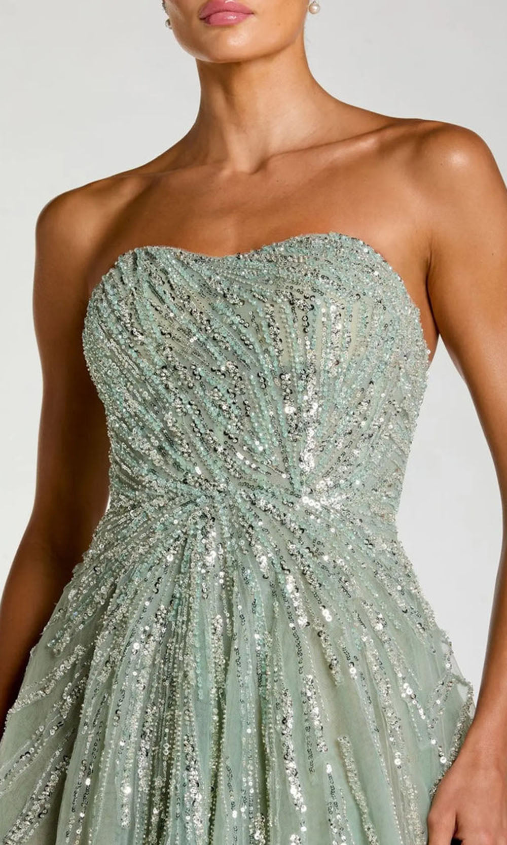 Mac Duggal 21179 - Layered Skirt Sweetheart Embellished Gown Prom Dresses in Green