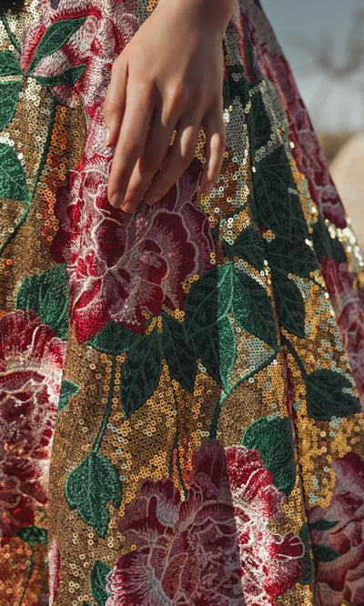 Mac Duggal 21194 - Sequin Floral Asymmetric Gown with Velvet Bow Ball Gowns