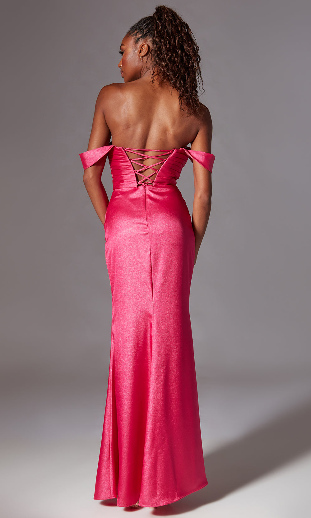 Aerie Couture 211 - Ruched Shimmer Dress with Lace Up Back Prom Dresses