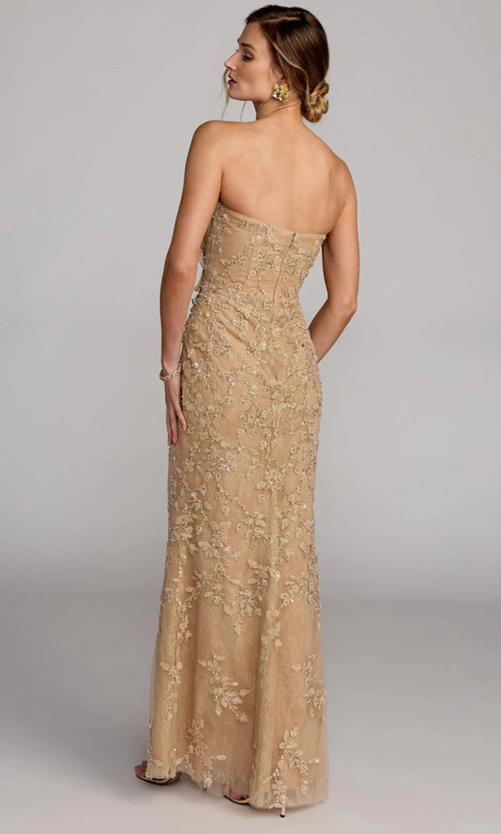 Mac Duggal 21200 - Straight Neckline Sculpted 3D Floral Gown Mother of the Bride Dresses in Gold