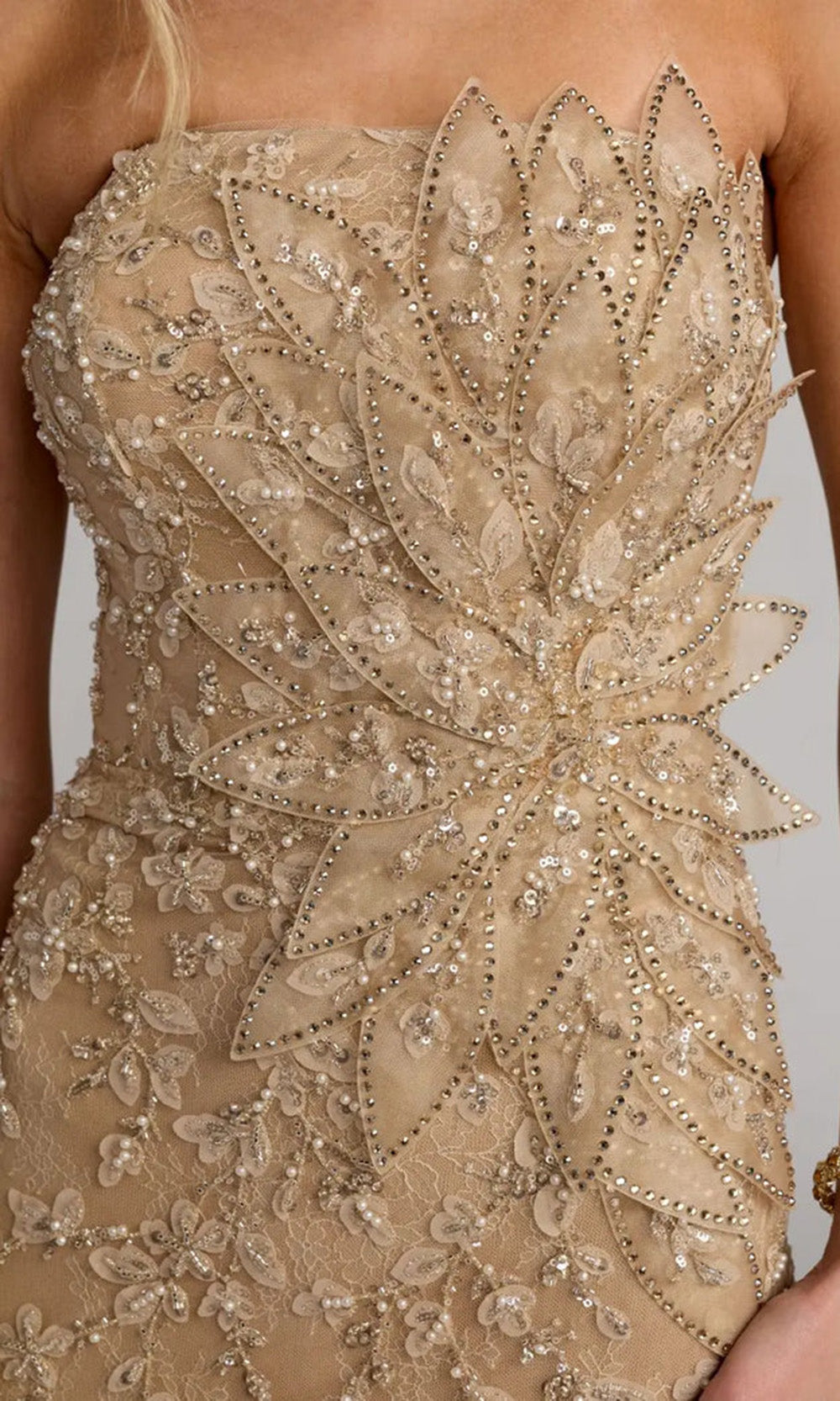 Mac Duggal 21200 - Straight Neckline Sculpted 3D Floral Gown Mother of the Bride Dresses in Gold