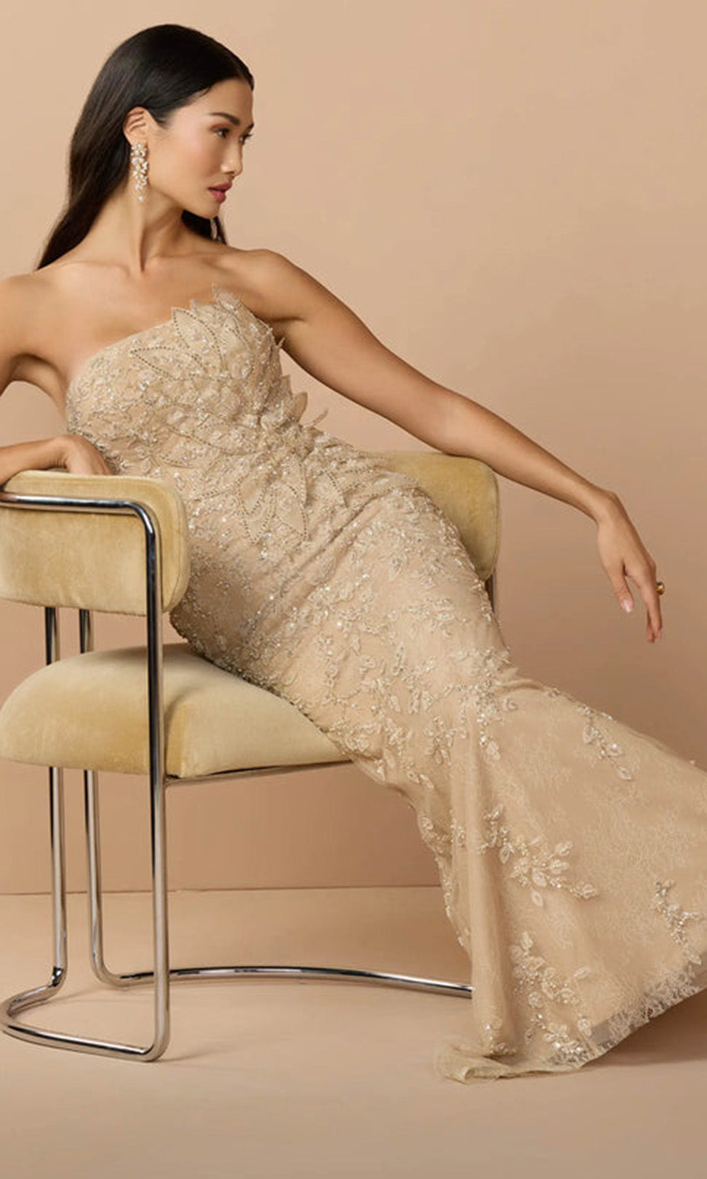 Mac Duggal 21200 - Straight Neckline Sculpted 3D Floral Gown Mother of the Bride Dresses in Gold