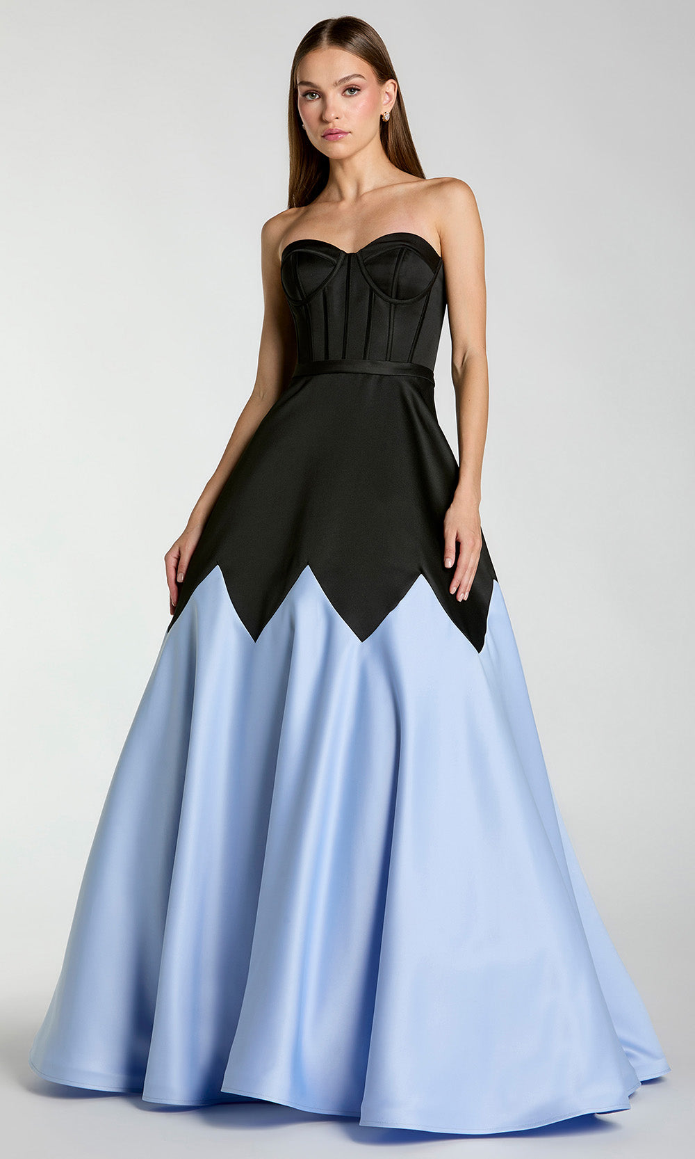 Mac Duggal 21229 - Strapless Two-Tone Evening Gown Prom Dresses in Black and Blue