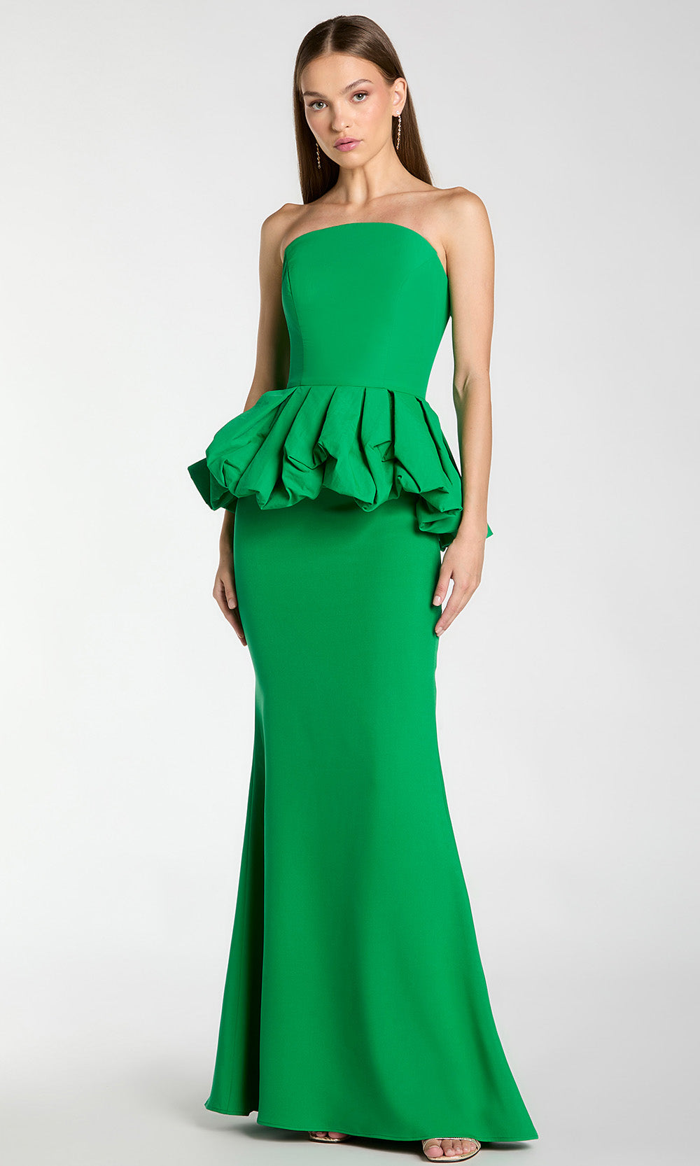Ieena Duggal 21243 - Straight Neck Trumpet Gown with Peplum Prom Dresses in Green  