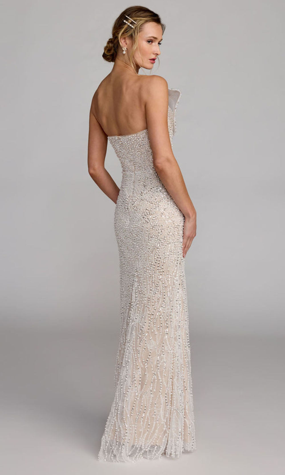 Mac Duggal 21275 - 3D Organza Applique Column Formal Gown Formal Gowns in In Ivory Nude