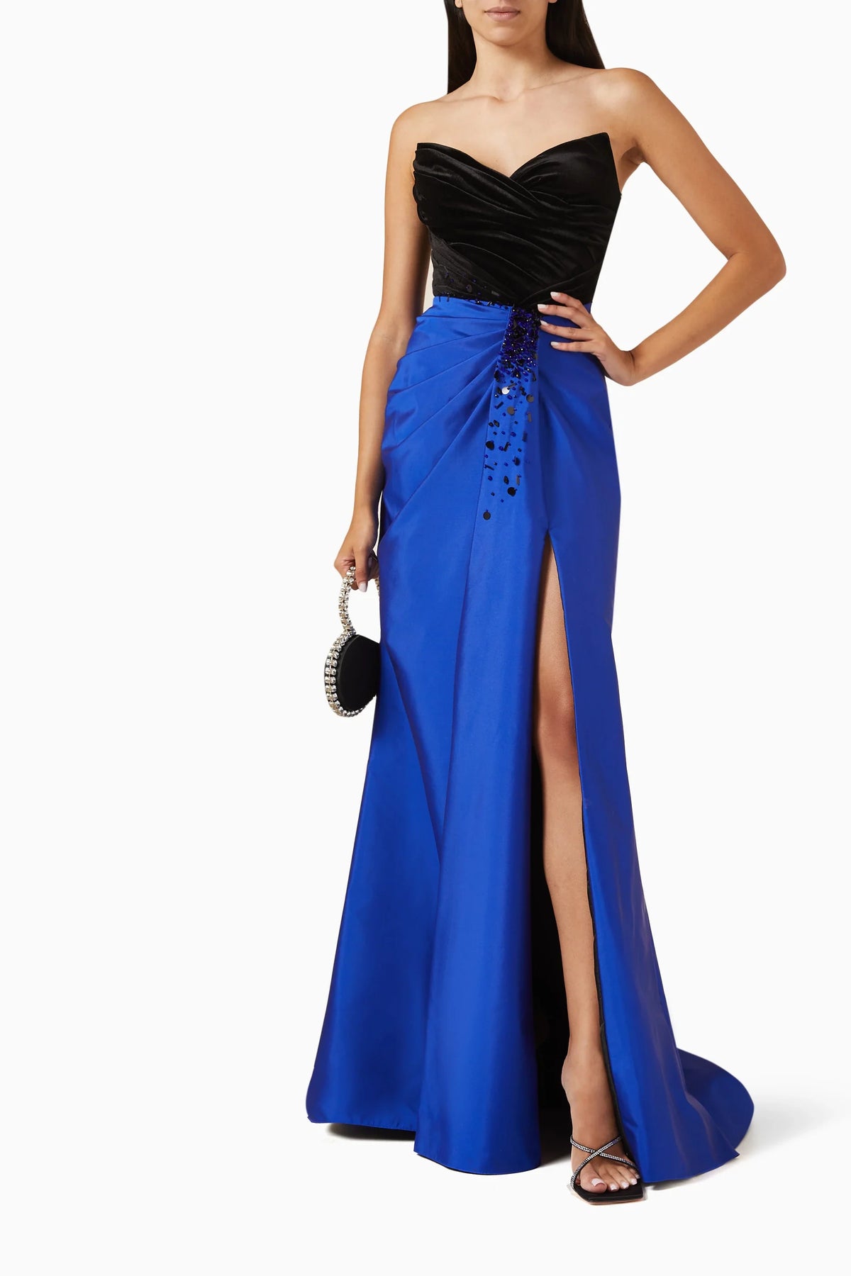 Tarik Ediz 98793 - Strapless V Neck Velvet Gown