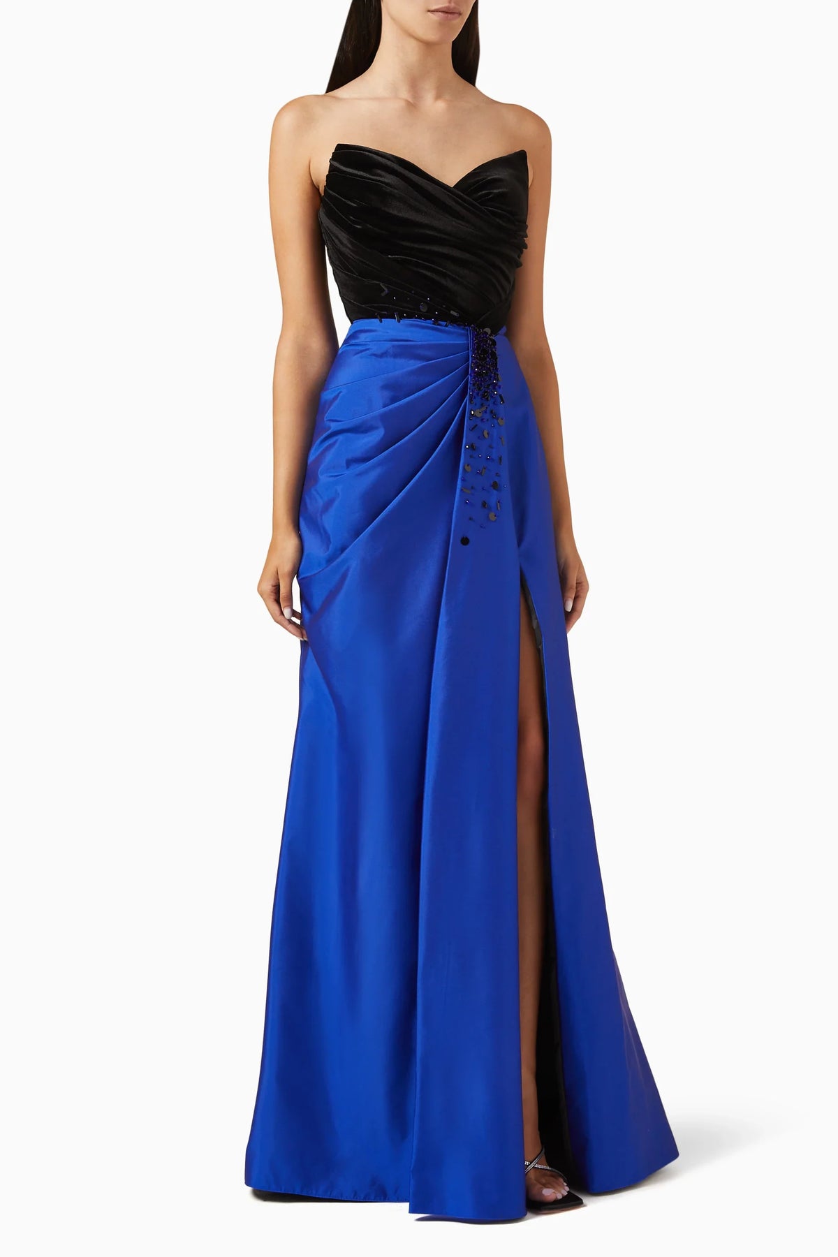 Tarik Ediz 98793 - Strapless V Neck Velvet Gown