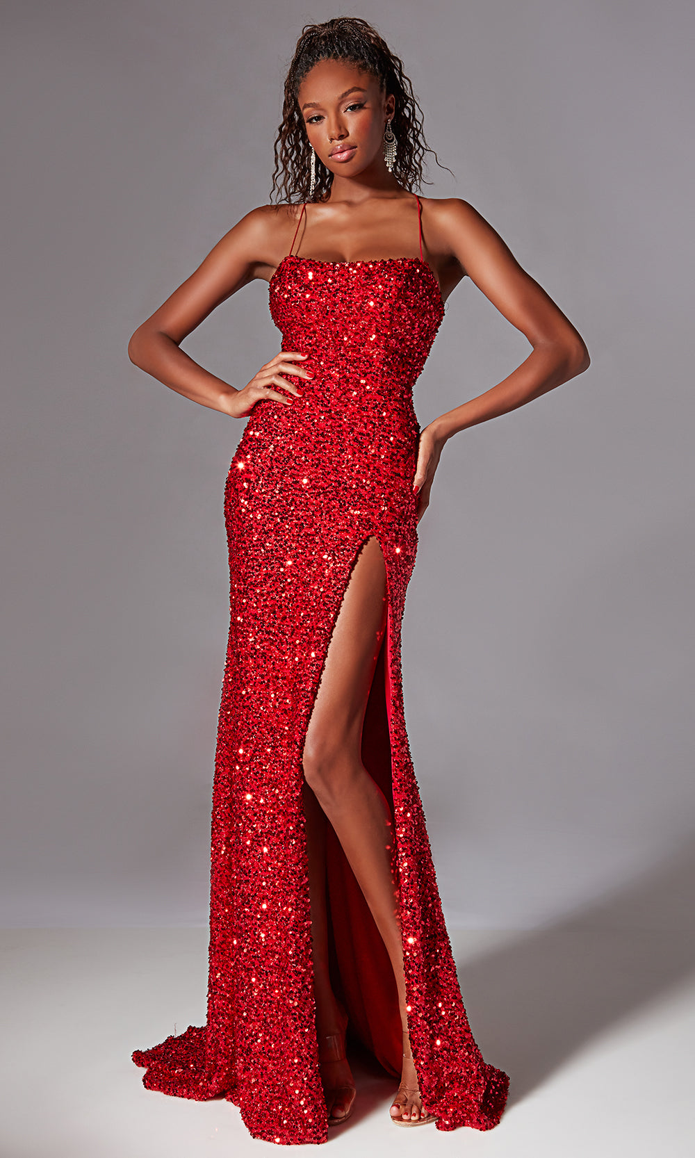 Aerie Couture 217 - Full Sequin Evening Dress with Side Slit Prom Dresses