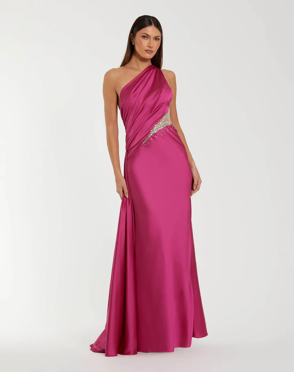 Mac Duggal 2210 - Asymmetric Satin Long Dress