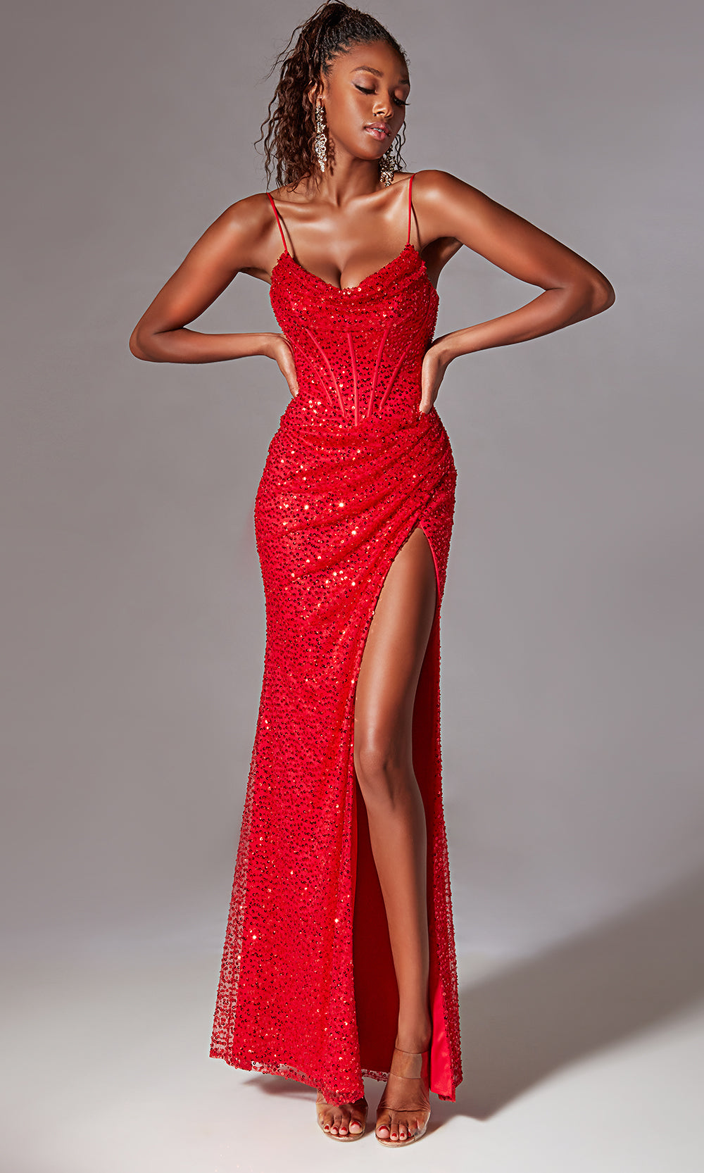 Aerie Couture 221 - Sequin Evening Dress with Side Slit Prom Dresses