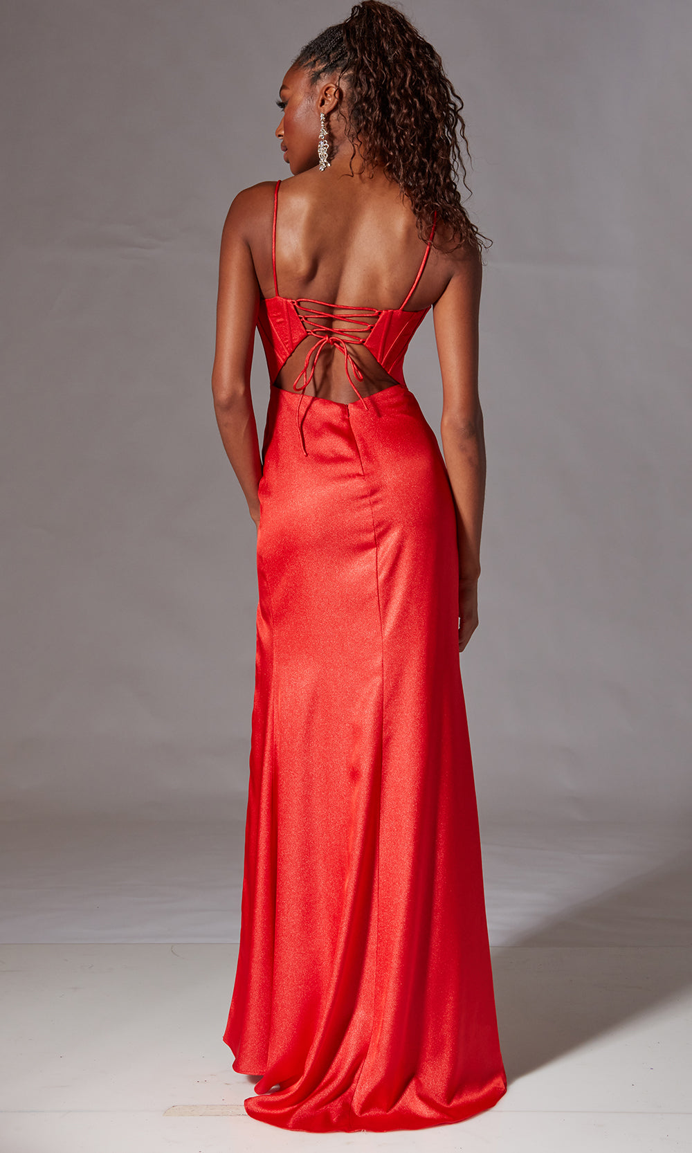 Aerie Couture 223 - Fitted Lace Up Back Satin Evening Dress Prom Dresses