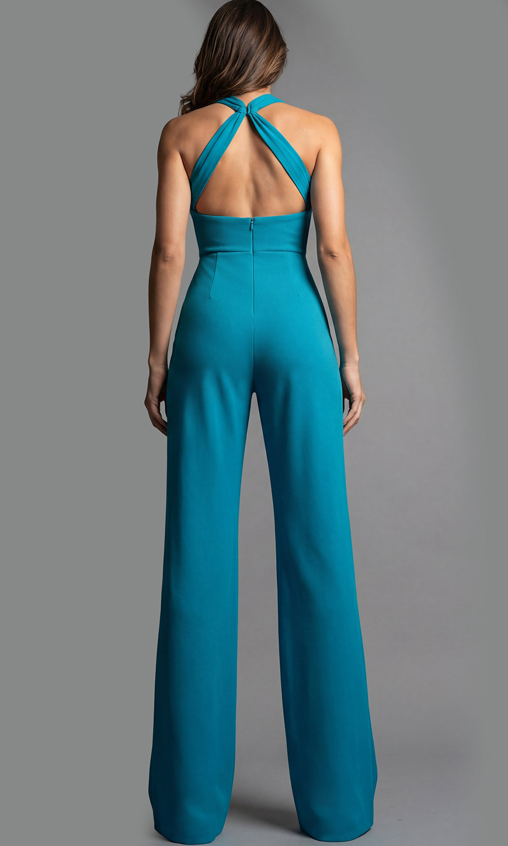 Jovani 22542 - Keyhole Halter Evening Jumpsuit Formal Pantsuits  in Peacock  