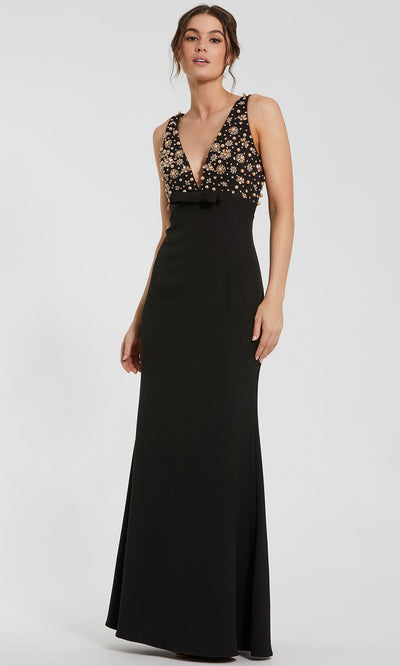 Ieena Duggal 2278 - V-Neck Embellished Evening Dress Special Occasion Dresses 0 /Black