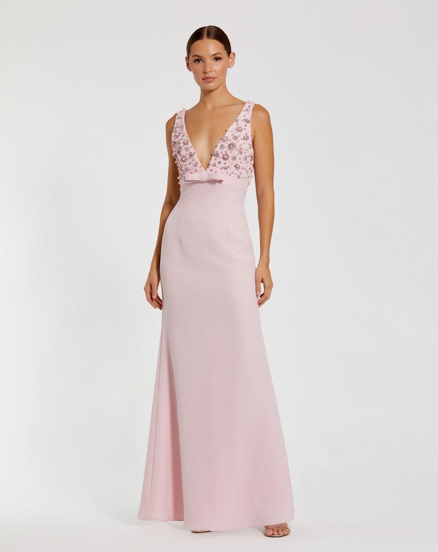 Ieena Duggal 2278 - V-Neck Embellished Evening Dress