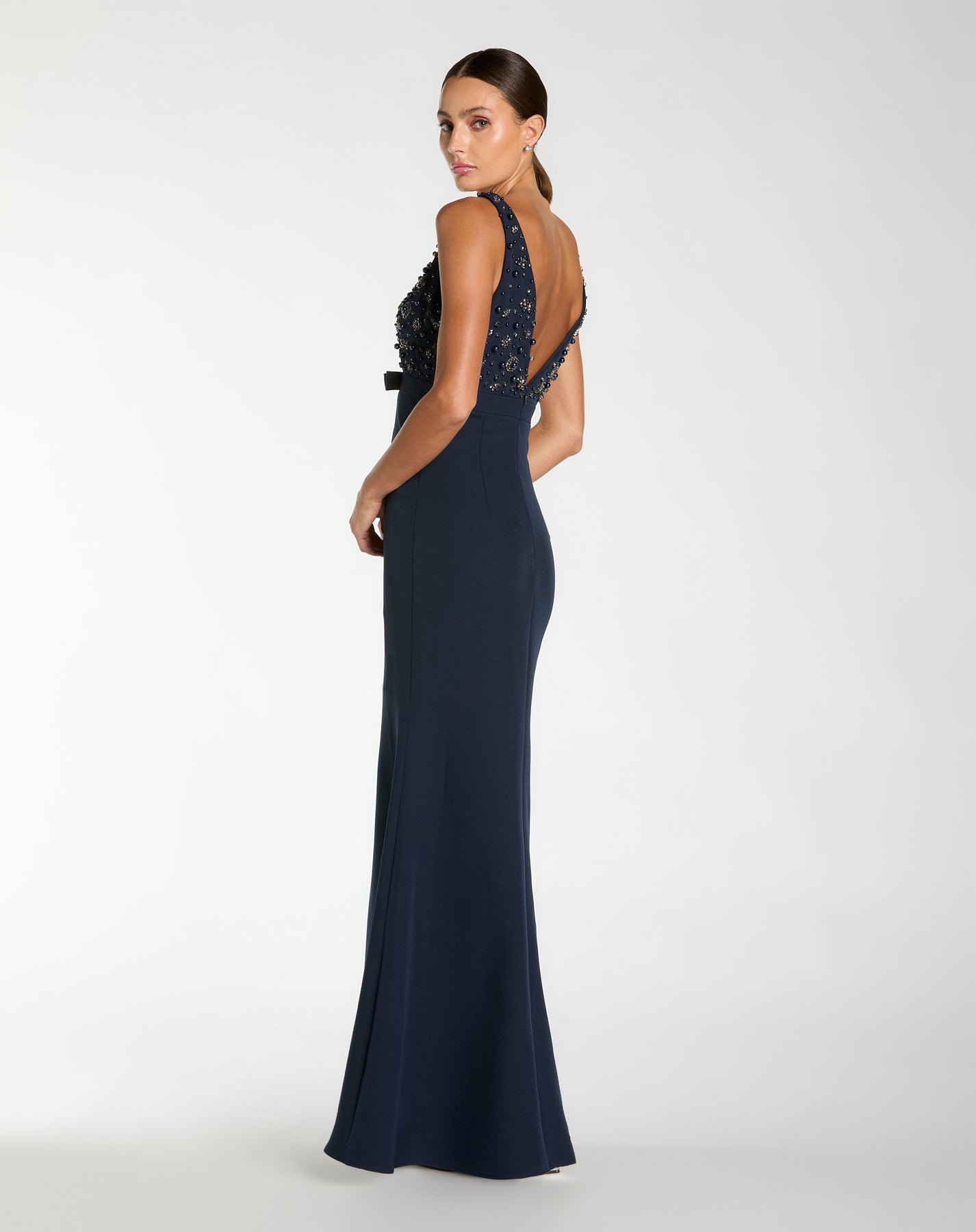 Ieena Duggal 2278 - V-Neck Embellished Evening Dress