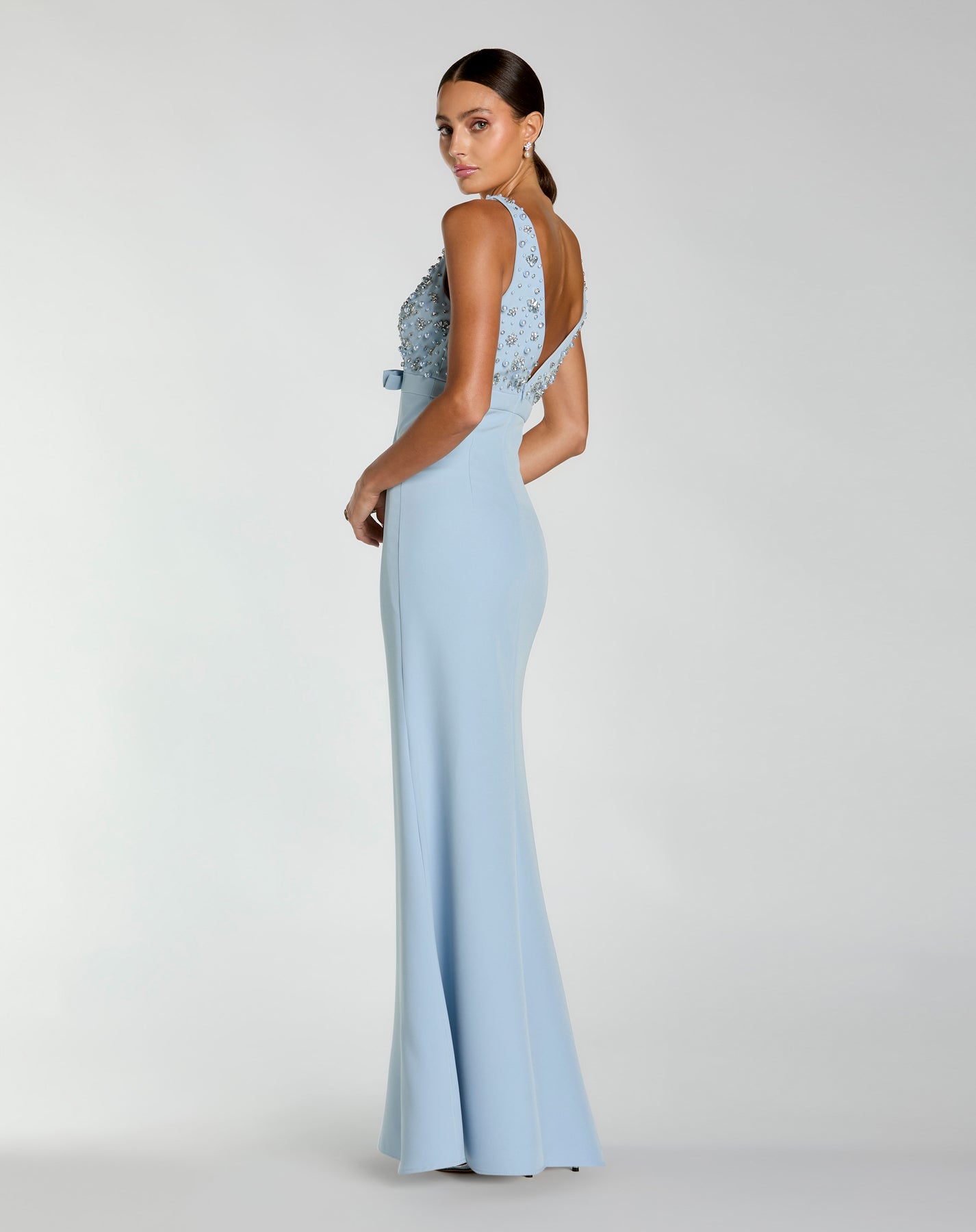 Ieena Duggal 2278 - V-Neck Embellished Evening Dress