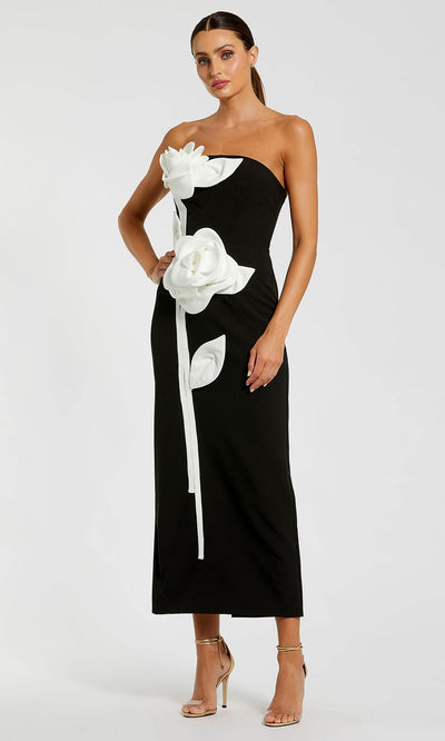 Ieena Duggal 2283 - Straight Neck Bodycon Dress with 3D Appliques Wedding Guest
