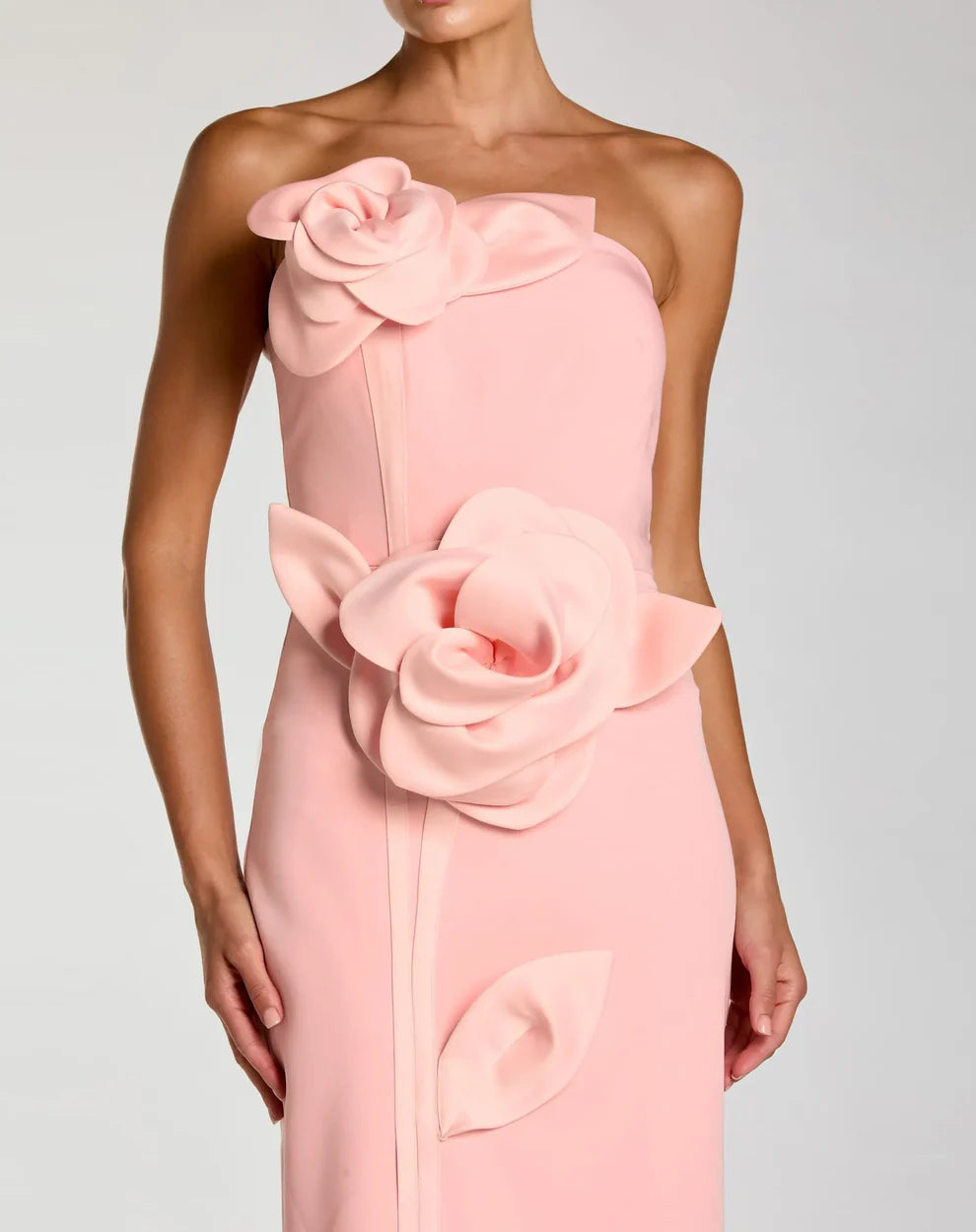 Ieena Duggal 2283 - Straight Neck Bodycon Dress with 3D Appliques