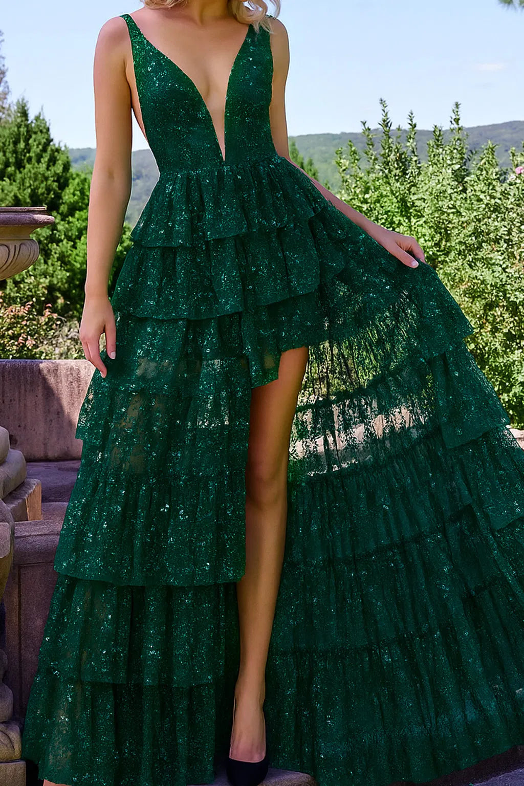 Jovani 22904 - V-Neck Hot Stone Prom Gown