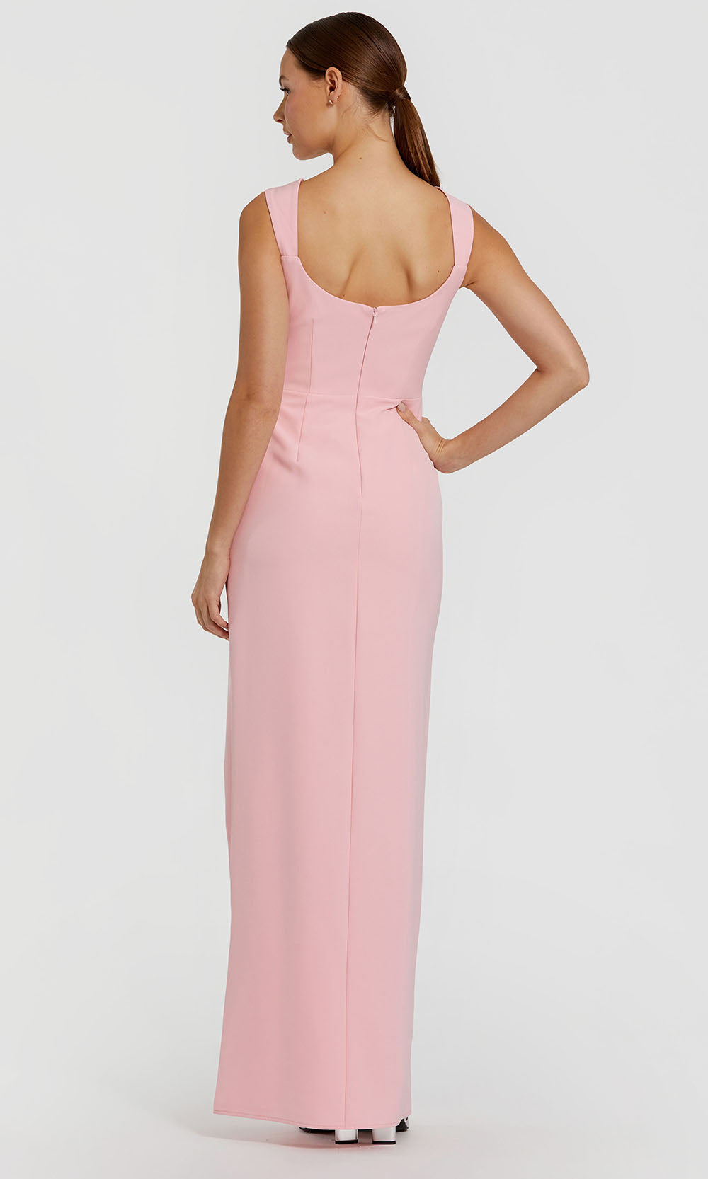 Ieena Duggal 2293 - Rhinestone Bow Column Evening Gown Prom Dresses in Blush  
