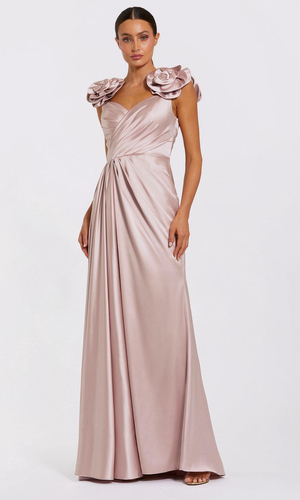 Ieena Duggal 2299 - Floral Straps Faux Wrap Evening Gown Formal Gowns