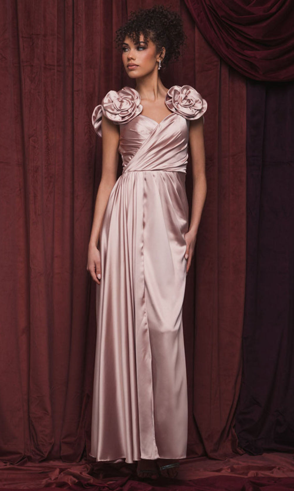 Ieena Duggal 2299 - Floral Straps Faux Wrap Evening Gown Formal Gowns