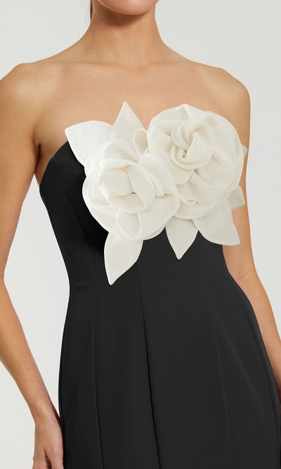 Ieena Duggal 2300 - 3D Floral Detail Straight Neckline Gown Prom Dresses