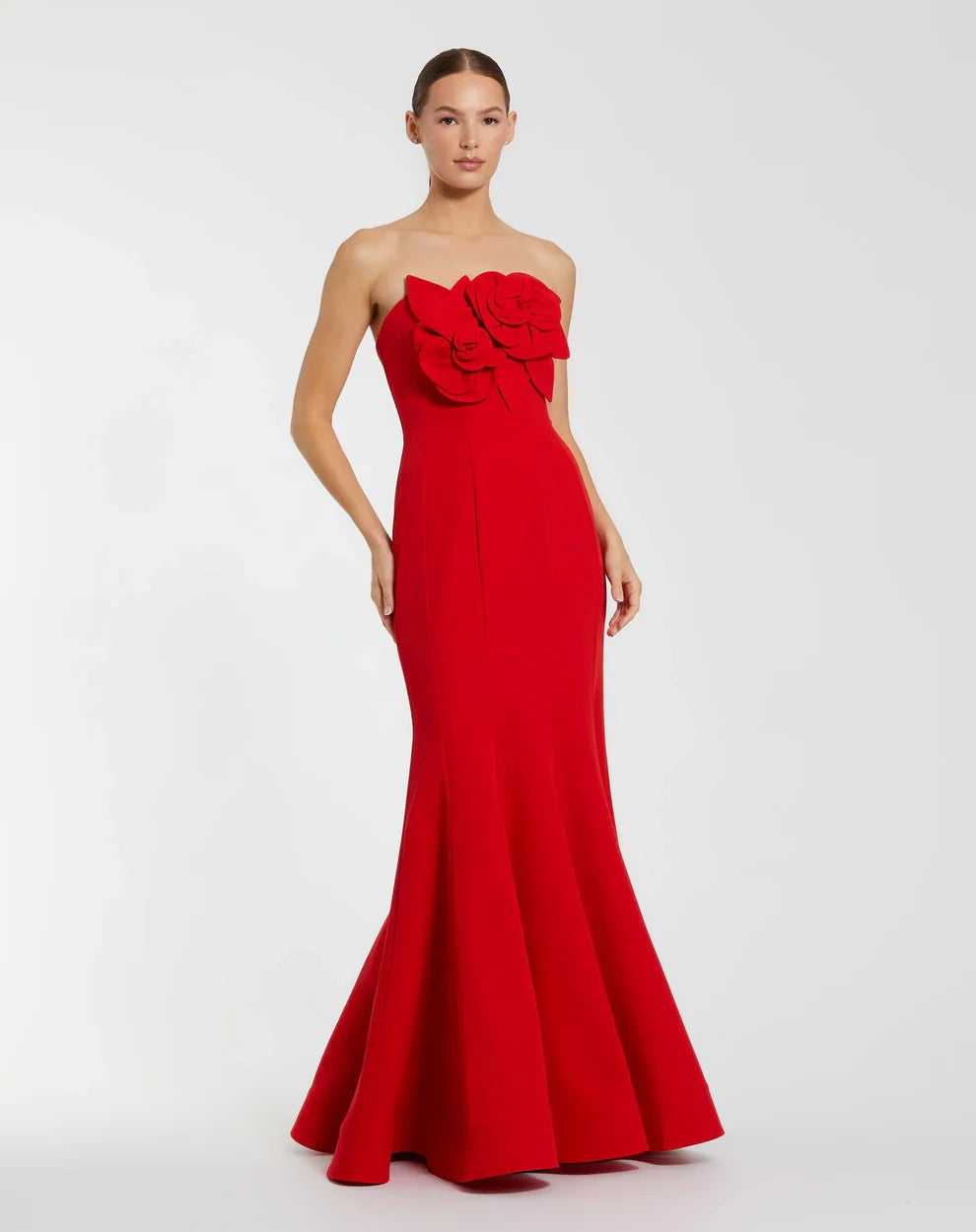 Ieena Duggal 2300 - 3D Floral Detail Straight Neckline Gown