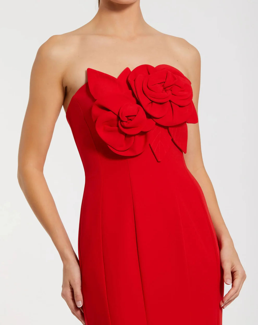 Ieena Duggal 2300 - 3D Floral Detail Straight Neckline Gown