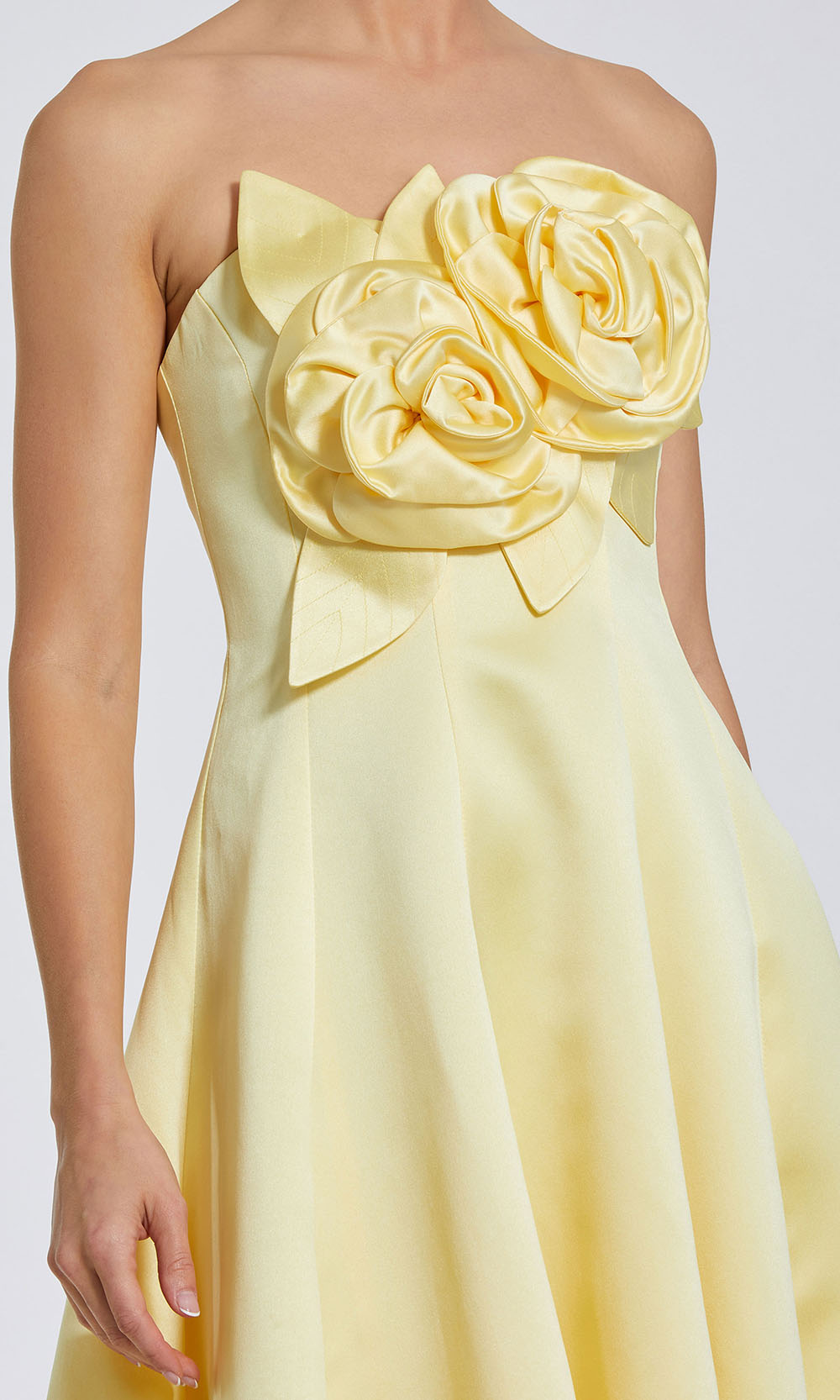 Ieena Duggal 2303 - 3D Floral A-line Evening Dress Prom Dresses in Buttercup