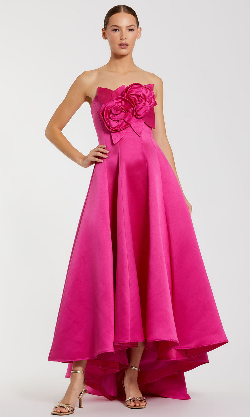 Ieena Duggal 2303 - 3D Floral A-line Evening Dress Prom Dresses in Pink