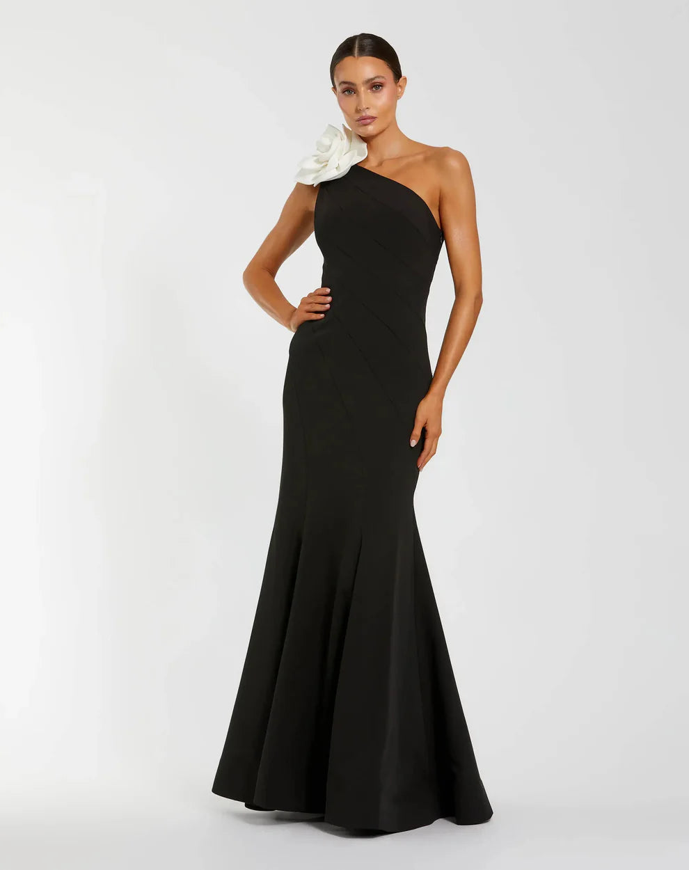 Ieena Duggal 2304 - Crepe Mermaid Dress with 3D Flower