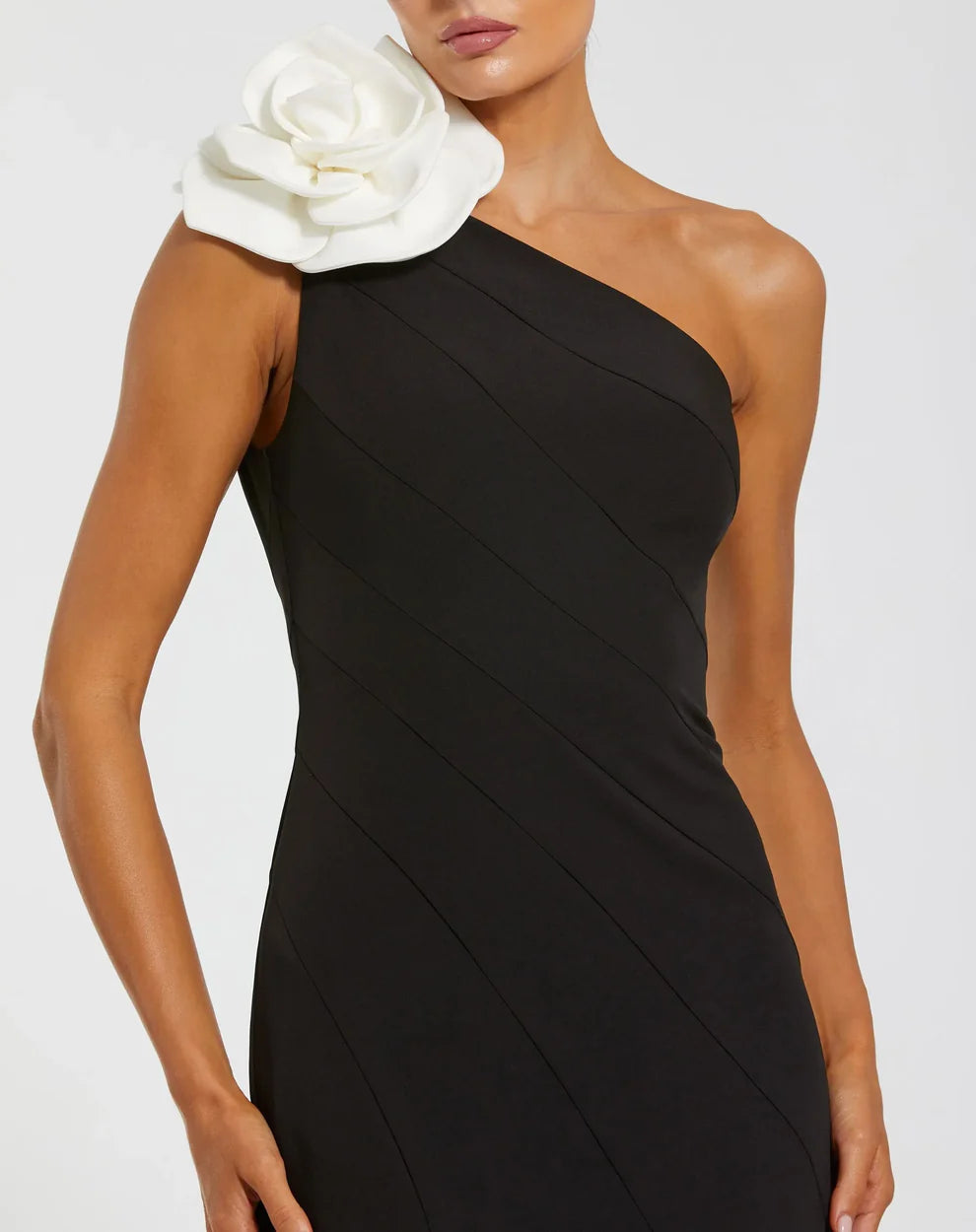 Ieena Duggal 2304 - Crepe Mermaid Dress with 3D Flower