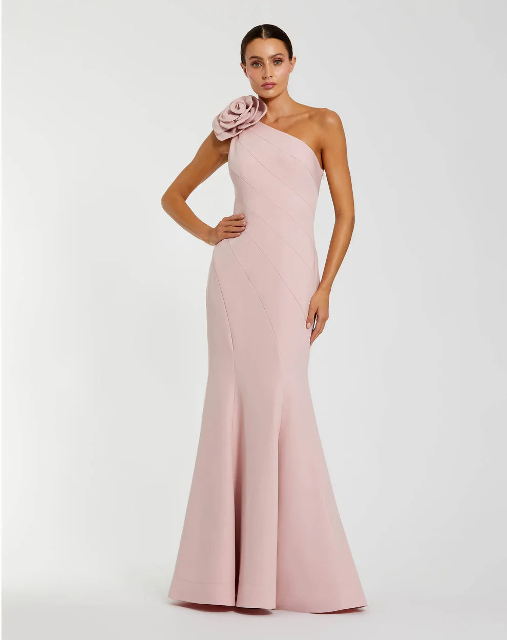 Ieena Duggal 2304 - Crepe Mermaid Dress with 3D Flower