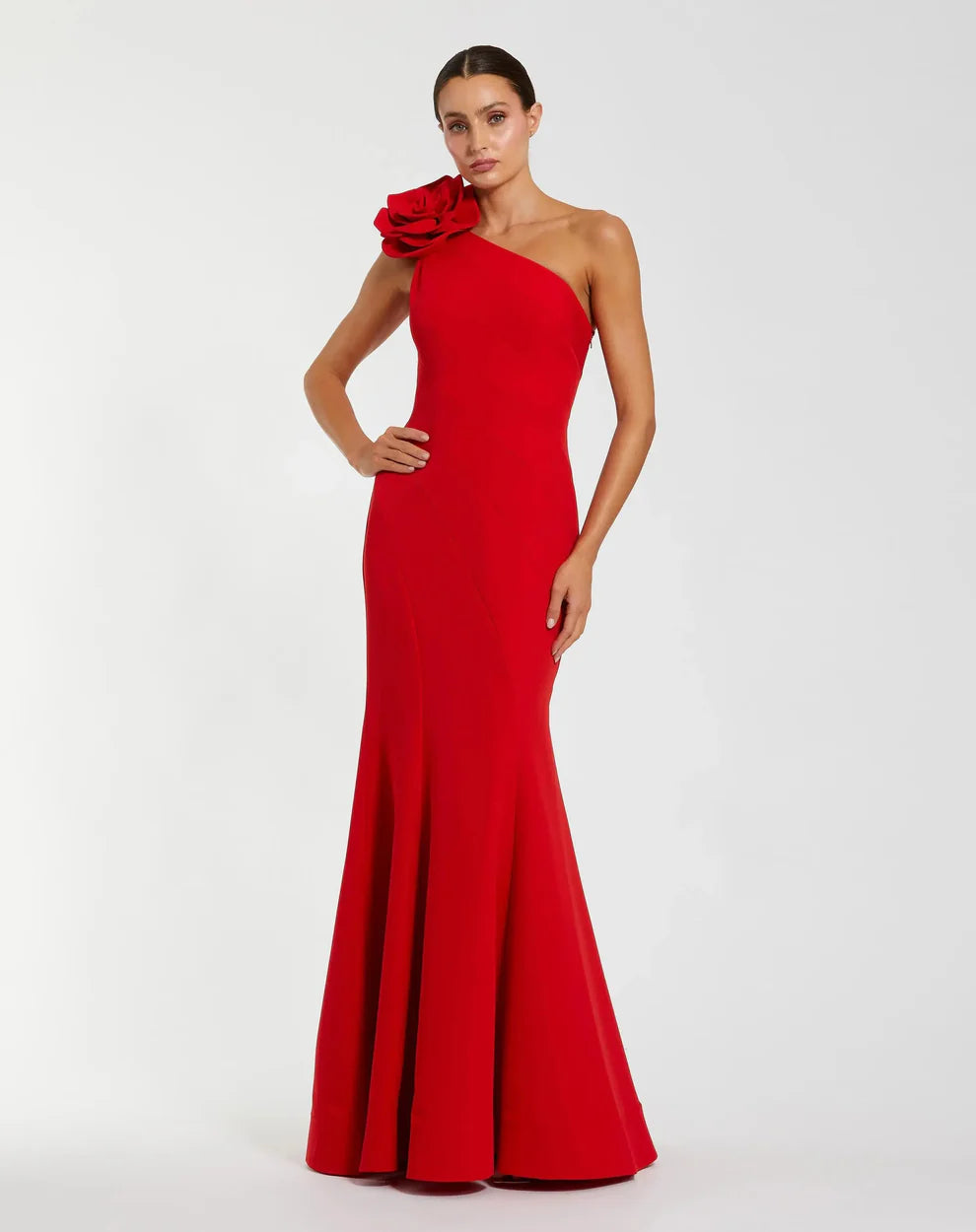 Ieena Duggal 2304 - Crepe Mermaid Dress with 3D Flower